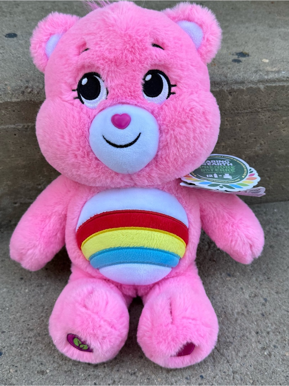 NWT Care Bears “Caring for the Planet” Cheer Bear Plushie Fluffy Pink